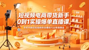 短视频电商带货新手0到1实操爆单直播课，手把手教你短视频带货爆技巧出单搞佣金-稀缺资源库