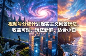 视频号分成计划现实主义风景玩法，收益可观，玩法新鲜，适合小白-稀缺资源库