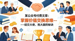 某公众号付费文章：掌握价值交换思维—-结交大佬、抱大腿的秘诀-稀缺资源库