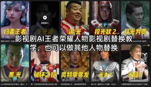 影视剧AI王者荣耀人物影视剧替换教学，也可以做其他人物替换-稀缺资源库