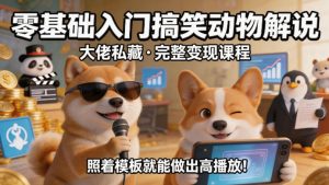 零基础入门搞笑动物解说，大佬私藏完整变现课程，照着模板就能做出高播放-稀缺资源库