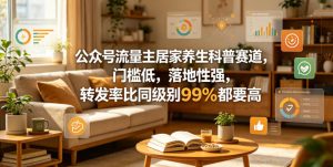 公众号流量主居家养生科普赛道,门槛低,落地性强,转发率比同级别99%都要高-稀缺资源库