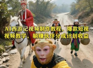 AI西游记视频制作教程，爆款短视频教学，躺賺伙伴分成计划收益-稀缺资源库