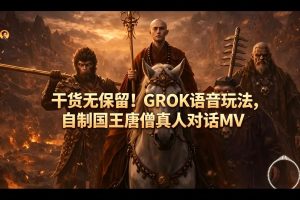 干货无保留！GROK语音玩法，自制国王唐僧真人对话MV-稀缺资源库