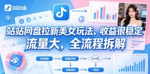 B站网盘拉新美女玩法，收益很稳定，流量大，全流程拆解-稀缺资源库