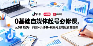 0基础自媒体起号必修课，从0到1起号｜抖音+小红书+视频号全域运营变现课-稀缺资源库