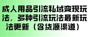 成人用品引流私域变现玩法，多种引流玩法最新玩法，操作简单（含货源渠道）-稀缺资源库