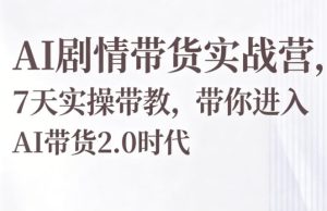 AI剧情带货实战营,7天实操带教,带你进入AI带货2.0时代-稀缺资源库