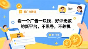 看一个广告一块钱,好评无数的新平台,不黑号,不养机,一部手机一天撸几十,可矩阵【揭秘】-稀缺资源库