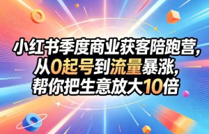 小红书季度商业获客陪跑营,从0起号到流量暴涨,帮你把生意放大10倍-稀缺资源库