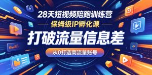 28天短视频陪跑训练营,保姆级IP孵化课,打破流量信息差,从0打造高流量账号-稀缺资源库