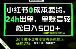 小红书0成本AI卖货,24小时出单,全流程托管,保底日入500+,每天十几分钟就够了【揭秘】-稀缺资源库