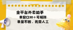 单量不断,全平台外卖自动助手,单窗口30+可矩阵操作【揭秘】-稀缺资源库