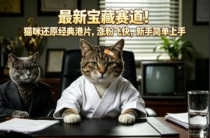 最新宝藏赛道！猫咪还原经典港片，涨粉飞快，新手简单上手-稀缺资源库