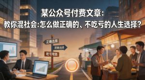 某公众号付费文章：教你混社会：怎么做正确的、不吃亏的人生选择？-稀缺资源库