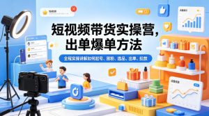 短视频带货实操营，出单爆单方法，全程实操讲解如何起号、涨粉、选品、出单、投放-稀缺资源库