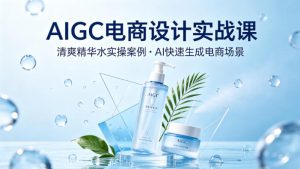 AIGC电商设计实战课，以清爽精华水为实操案例，教你用AI快速生成电商场景-稀缺资源库