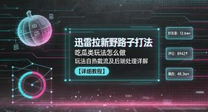 迅雷拉新野路子打法，吃瓜类玩法怎么做，玩法自热截流及后端处理详解-稀缺资源库
