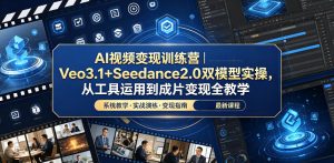 AI视频变现训练营|Veo3.1+Seedance2.0双模型实操,从工具运用到成片变现全教学-稀缺资源库