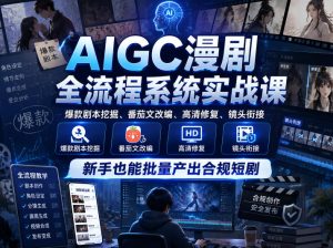 AIGC漫剧全流程系统实战课，爆款剧本挖掘、番茄文改编、高清修复、镜头衔接，新手也能批量产出合规短剧-稀缺资源库