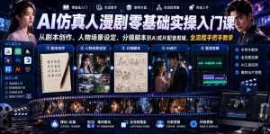 AI仿真人漫剧零基础实操入门课,从剧本创作、人物场景设定、分镜脚本到AI成片配音剪辑,全流程手把手教学-稀缺资源库