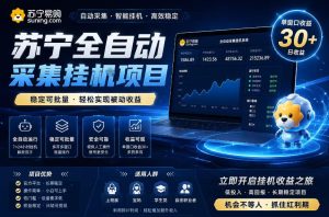 苏宁全自动采集挂G项目,稳定可批量,单窗口收益30+,可矩阵放大收益【揭秘】-稀缺资源库