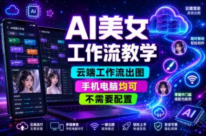 AI美女工作流教学,云端工作流出图,手机电脑均可,不需要配置,快速起号涨粉-稀缺资源库
