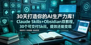 30天打造你的AI生产力库!Claude Skills+Obsidian 双教程,30 个可交付 Skill,提效还能变现-稀缺资源库