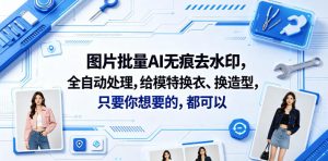 图片批量AI无痕去水印，全自动处理，给模特换衣、换造型，只要你想要的，都可以(软件+视频教程)-稀缺资源库