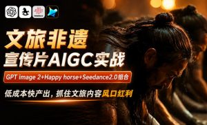 文旅非遗宣传片AIGC实战,GPT image 2+Happy horse+Seedance2.0组合,低成本快产出,抓住文旅内容风口红利-稀缺资源库