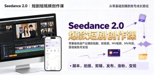 Seedance 2.0短剧短视频创作课,零基础快速产出爆款短剧、短视频、MV内容,落地做账号实现变现-稀缺资源库