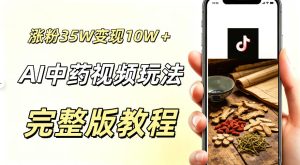 用ai做中药视频,涨粉35.8W,分成计划+橱窗累计变现10W+-稀缺资源库