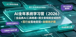 AI全年系统学习营（2026）｜全品类AI工具精通+图文音视频全域创作+百行业落地变现+自媒体IP打造年度进阶大课-稀缺资源库