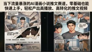 当下流量暴涨的AI漫画小说推文赛道，零基础也能快速上手，轻松产出高播放、高转化的推文视频-稀缺资源库