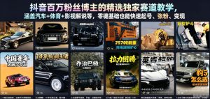 抖音百万粉丝博主的精选独家赛道教学，涵盖汽车+体育+影视解说等，零基础也能快速起号、涨粉、变现-稀缺资源库