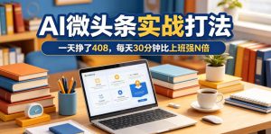 一天挣了408,AI微头条实战打法,每天30分钟比上班强N倍-稀缺资源库
