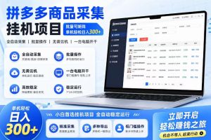 拼多多商品信息采集挂G项目，批量可矩阵，单机轻松日入300+，长期稳定【揭秘】-稀缺资源库