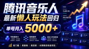 2026腾讯音乐人懒人项目,全自动无脑挂G,单号月入5000+,可批量放大矩阵,适合工作室落地【揭秘】-稀缺资源库