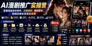AI漫剧推广实操营|零基础低成本制作、正版授权、爆款剧本、剪辑运镜全变现实战课-稀缺资源库