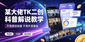 某大佬TK二创科普解说教学,不用原创拍摄不用外语基础,零基础做TikTok中视频稳定变现-稀缺资源库