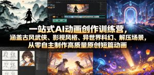一站式AI动画创作训练营，涵盖古风武侠、影视风格、异世界科幻、解压场景，从零自主制作高质量原创短篇动画-稀缺资源库