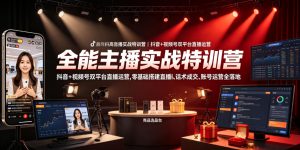 全能主播实战特训营｜抖音+视频号双平台直播运营，零基础搭建直播间、精准选品、话术成交、账号运营全落地-稀缺资源库