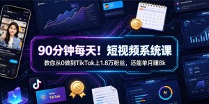 90分钟每天!短视频系统课教你从0做到TikTok上1.8万粉丝,还能单月賺8k【原创双语字幕】-稀缺资源库