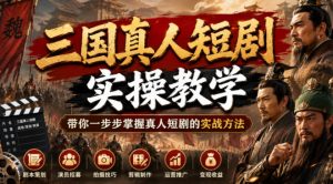 三国真人短剧实操教学,带你一步步掌握真人短剧的实战方法-稀缺资源库