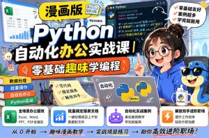 漫画版Python自动化办公实战课|零基础趣味学编程,全场景办公提效、批量搞定报表文档、解放双手进阶职场-稀缺资源库
