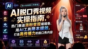 AI脱口秀视频实操指南,热门赛道涨粉变现嘎嘎香,用AI工具降本提效,打造高传播力的脱口秀内容-稀缺资源库