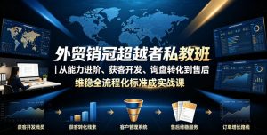 外贸销冠超越者私教班|从能力进阶、获客开发、询盘转化到售后维稳全流程标准化成交实战课-稀缺资源库