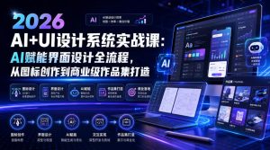 2026 AI+UI设计系统实战课:AI赋能界面设计全流程,从图标创作到商业级作品集打造-稀缺资源库
