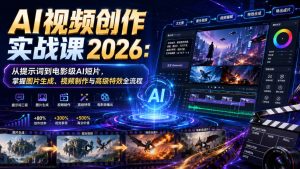 AI视频创作实战课2026:从提示词到电影级AI短片,掌握图片生成、视频制作与高级特效全流程-稀缺资源库