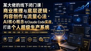某大佬的线下闭门课|商业推理与底层逻辑・内容创作与流量心法・AI核心概念与Claude Code实战,打造个人超级生产系统【录音+图片】-稀缺资源库